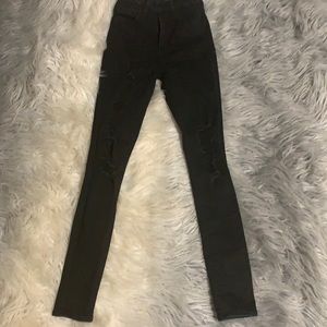 A&F size 23 size 000 hi rise distressed black denim jeans